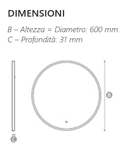 Specchio illuminazione led tondo mod. L106