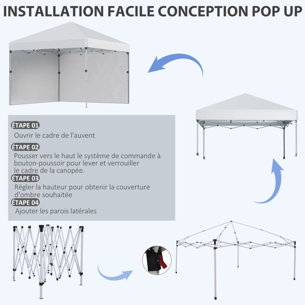 Gazebo da giardino pieghevole ¨C zephmum ¨C 2 paroi laterali, protezione UV