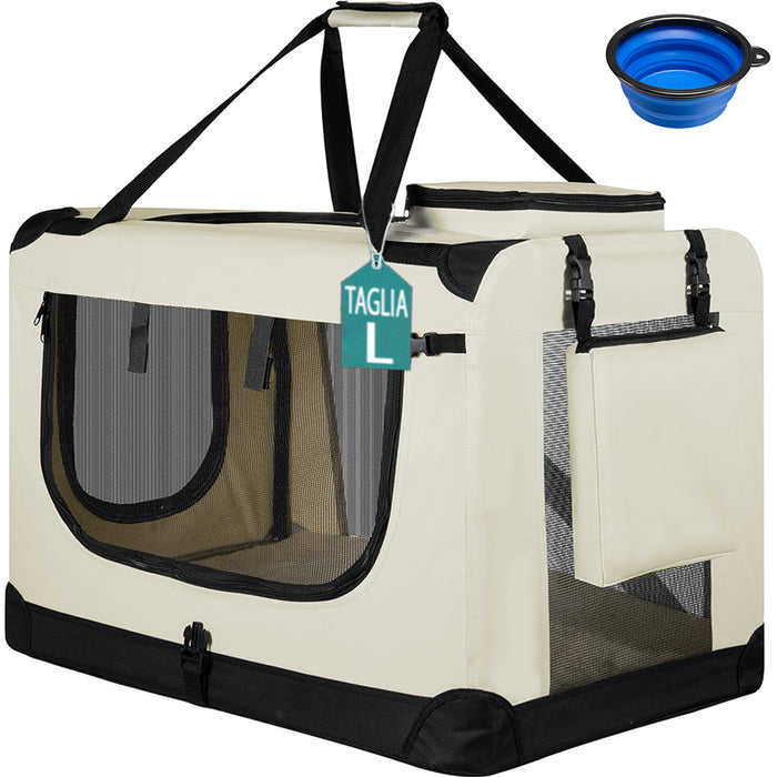 Borsa Trasportino Animali Domestici Pieghevole 70x50 H 52cm Cani e Gatti Beige
