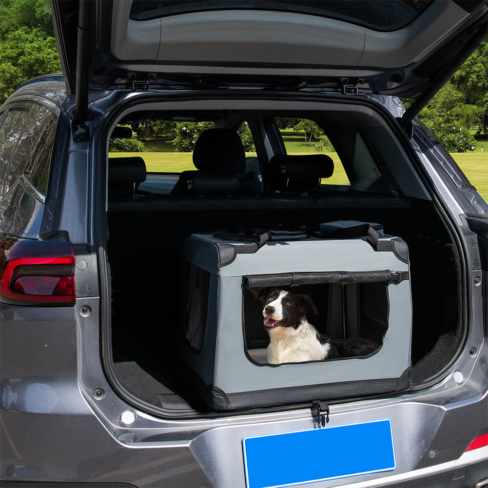 Borsa Trasportino Animali Domestici Pieghevole 50x34 H 36cm Cani e Gatti Grigio