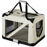 Borsa Trasportino Animali Domestici Pieghevole 70x50 H 52cm Cani e Gatti Beige