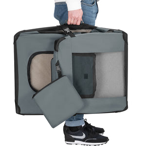 Borsa Trasportino Animali Domestici Pieghevole 50x34 H 36cm Cani e Gatti Grigio