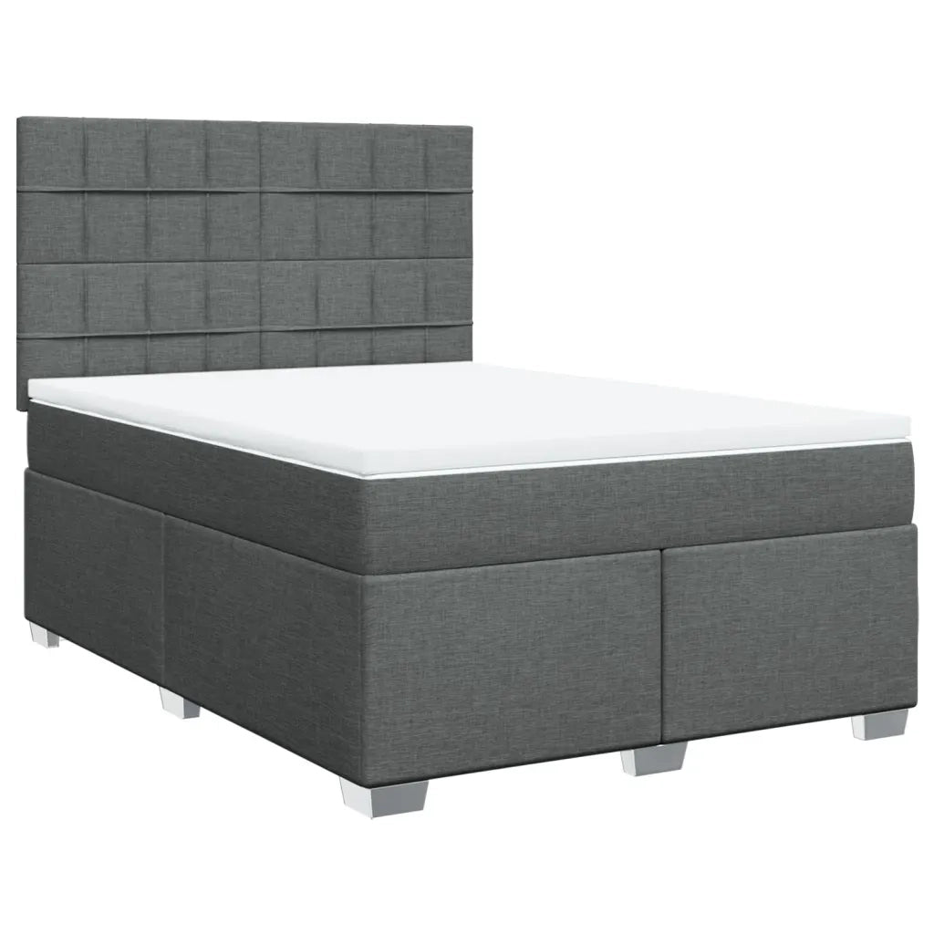 Giroletto a Molle con Materasso Grigio Scuro 140x200cm Tessuto