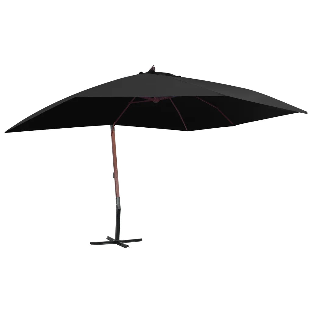 Ombrellone a Sbalzo con Palo in Legno 400x300 cm Nero cod mxl 25303