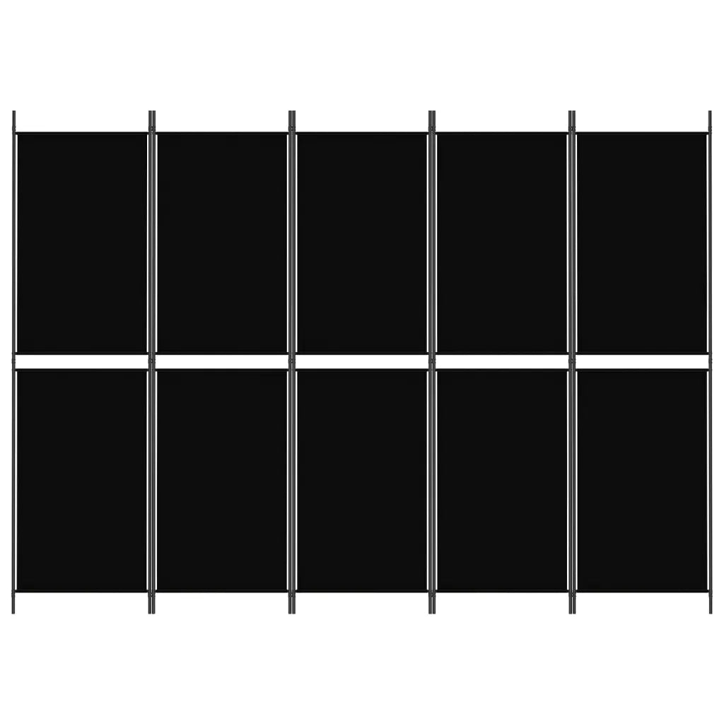 Divisorio a 5 Pannelli Nero 250x180 cm in Tessuto cod mxl 65262