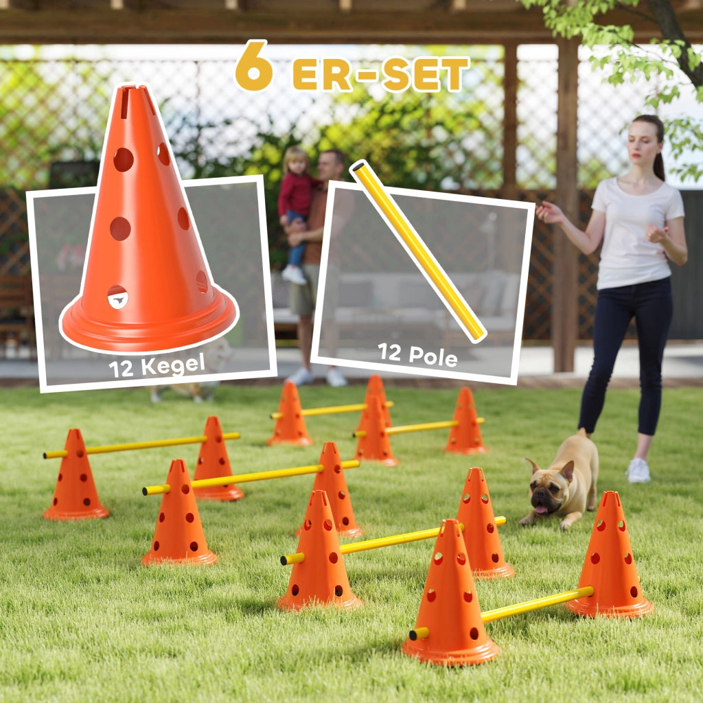 Set Agility per Cani 6 Pezzi ¨C Xylo ¨C Ostacoli Allenamento con 12 Coni 6 Barriere Borsa