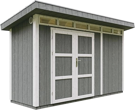 Casetta da Giardino di QUALIT? PREMIUM 4,3m?²-L161xW411cm - TIMBELA M902A-CAVERN STEEL
