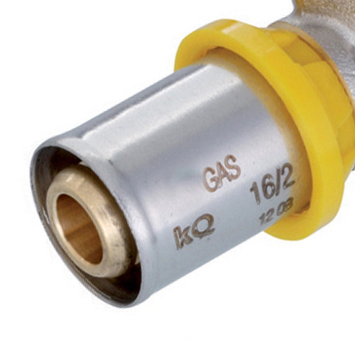 Raccordo curvo femmina a pressare per multistrato gas