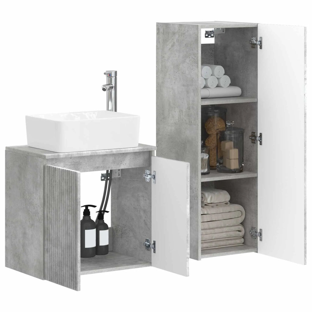 Set di mobili per il bagno 2 pz Grigio Cemento 3406126
