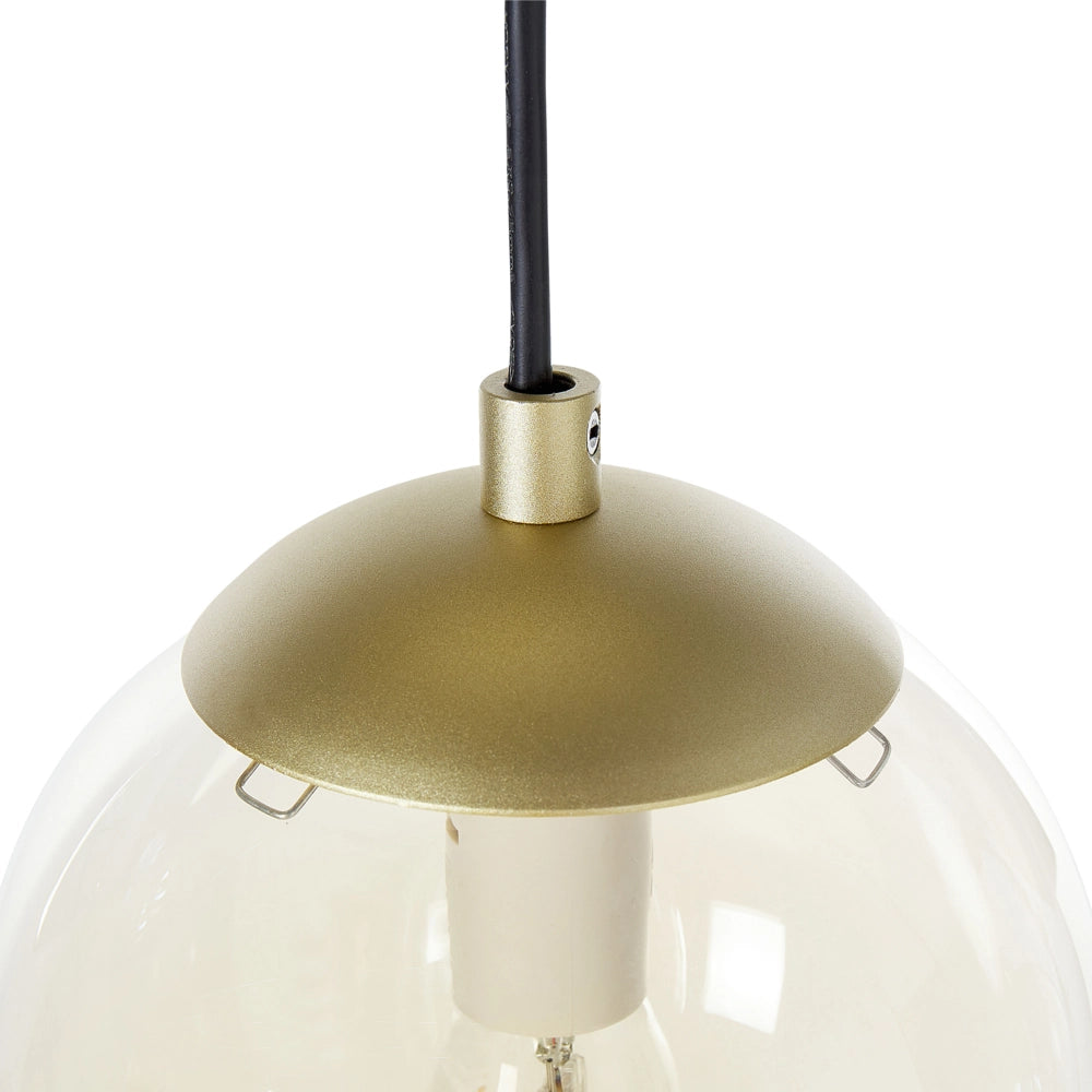 Lampada a sospensione Paralumi in vetro trasparente fumé Metallo oro 5 luci Base nera Design moderno Accessori per la casa Soggiorno