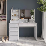 Tavolo da toeletta Sherry, Bianco/bianco lucido, 119.8 cm 3 parti