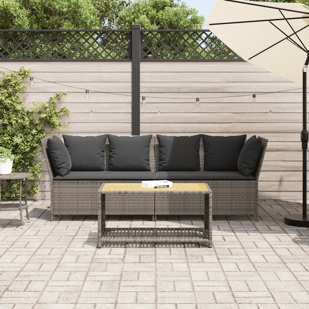 Divano da Giardino con Cuscini-Sofa da Giardino-Divano da esterno in Polyrattan Grigio