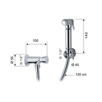 Set doccetta bidet con: doccia a pulsante, flessibile e rubinetto temporizzato