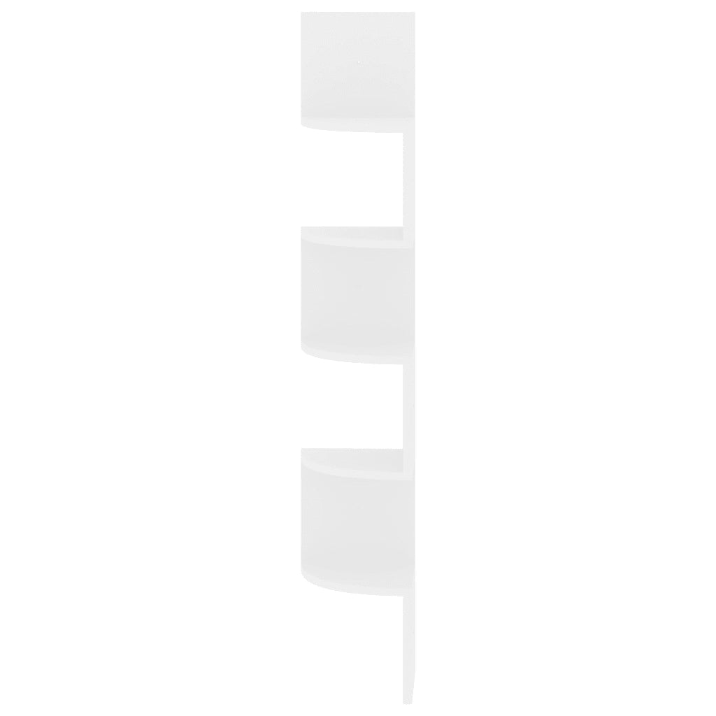 Scaffale Angolare a Muro Bianco Lucido 19x19x123 cm Multistrato 326837
