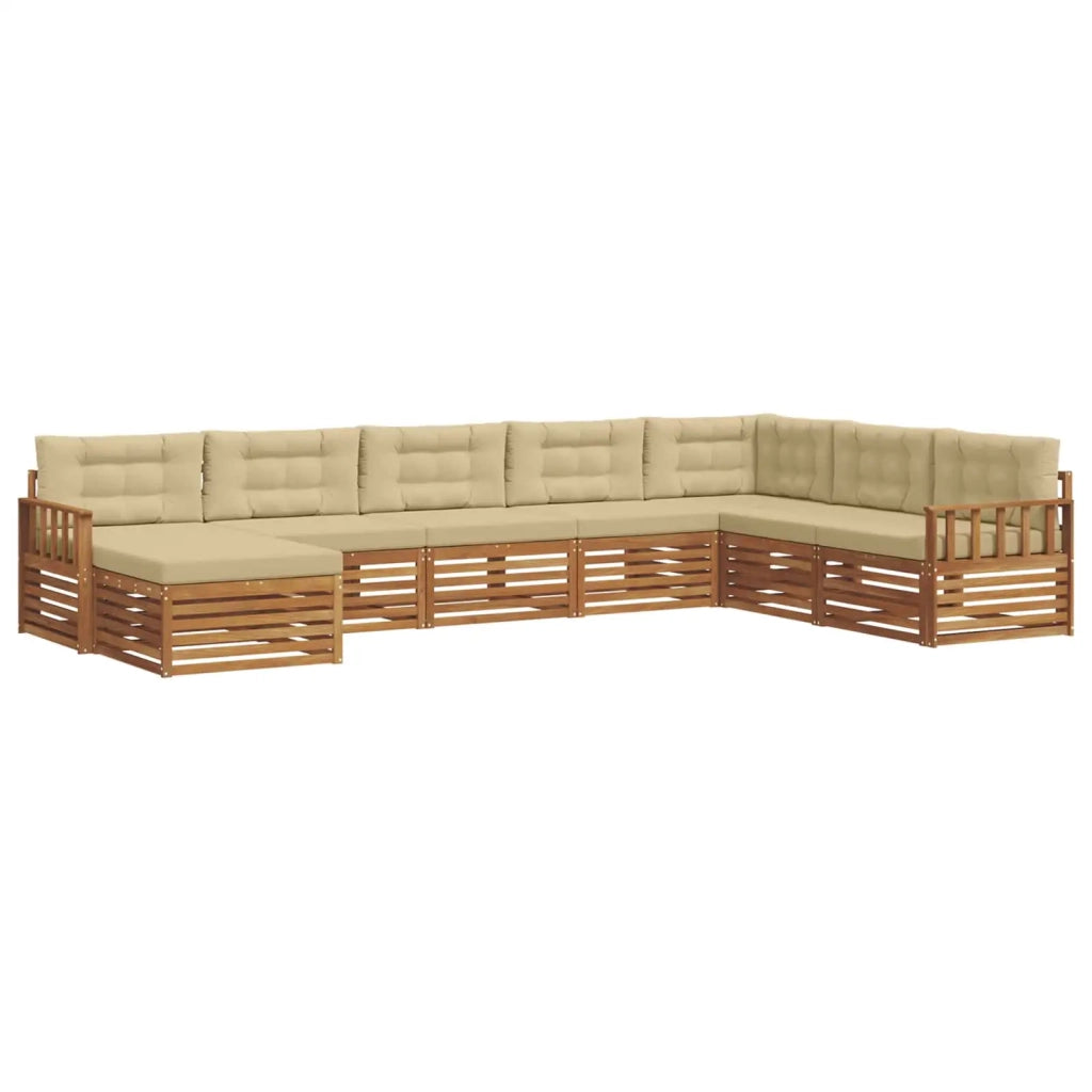 Set di divani da esterno con cuscino 8 pcs Naturale e Beige