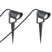 Set di 2 faretti da esterno a LED con picchetto in alluminio nero per giardino, stile moderno