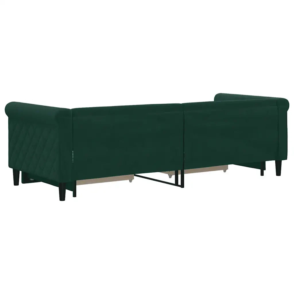 Divano Letto Estraibile Cassetti-Sofa Letto-Daybed Verde Scuro 80x200cm Velluto 212814