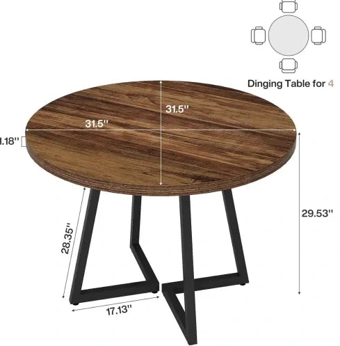 Tavolo da pranzo industriale 80 cm in MDF e metallo