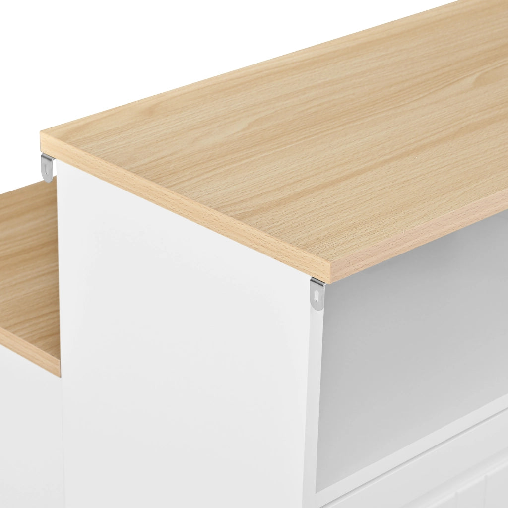 Isola da cucina con piano ribaltabile in MDF e PB bianca