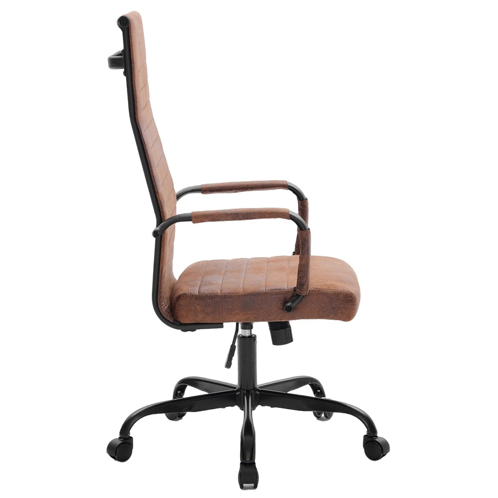 Sedia da Ufficio in Simil Pelle Industrial Poltrona Scrivania Girevole Base Nera