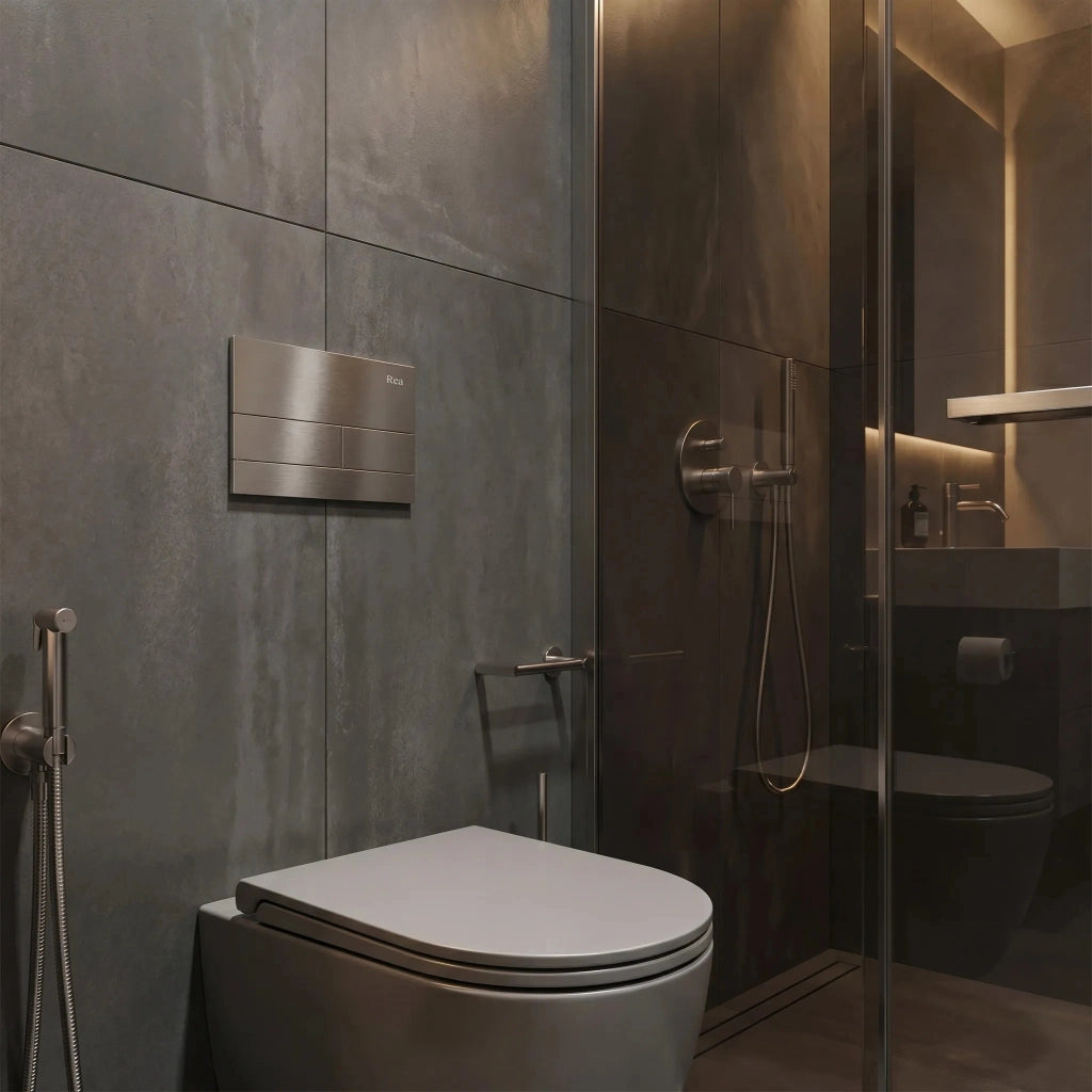 Set Telaio Da Incasso Per Wc Slim 024n Con Pulsante T Brush Steel