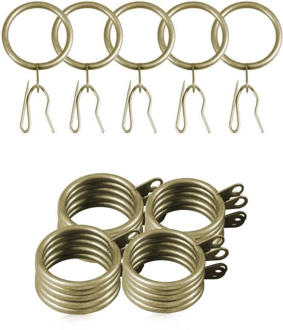 30 pezzi di anelli di tenda in metallo e 40 pezzi di ganci di tenda in metallo, diametro interno 30 mm, verde bronzo, tenda, guide di tenda