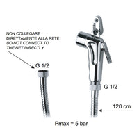 Set doccetta bidet eco con doccia a pulsante, flessibile e gancio cromato