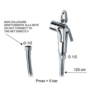 Set doccetta bidet eco con doccia a pulsante, flessibile e gancio cromato