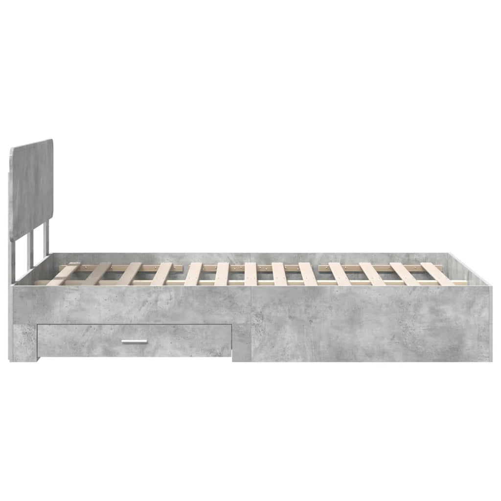 Struttura del letto con testiera Grigio cemento 120 x 190 cm