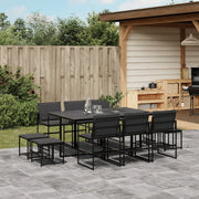 vidaXL Set da Pranzo da Giardino 11 pz con Cuscini Nero in Textilene