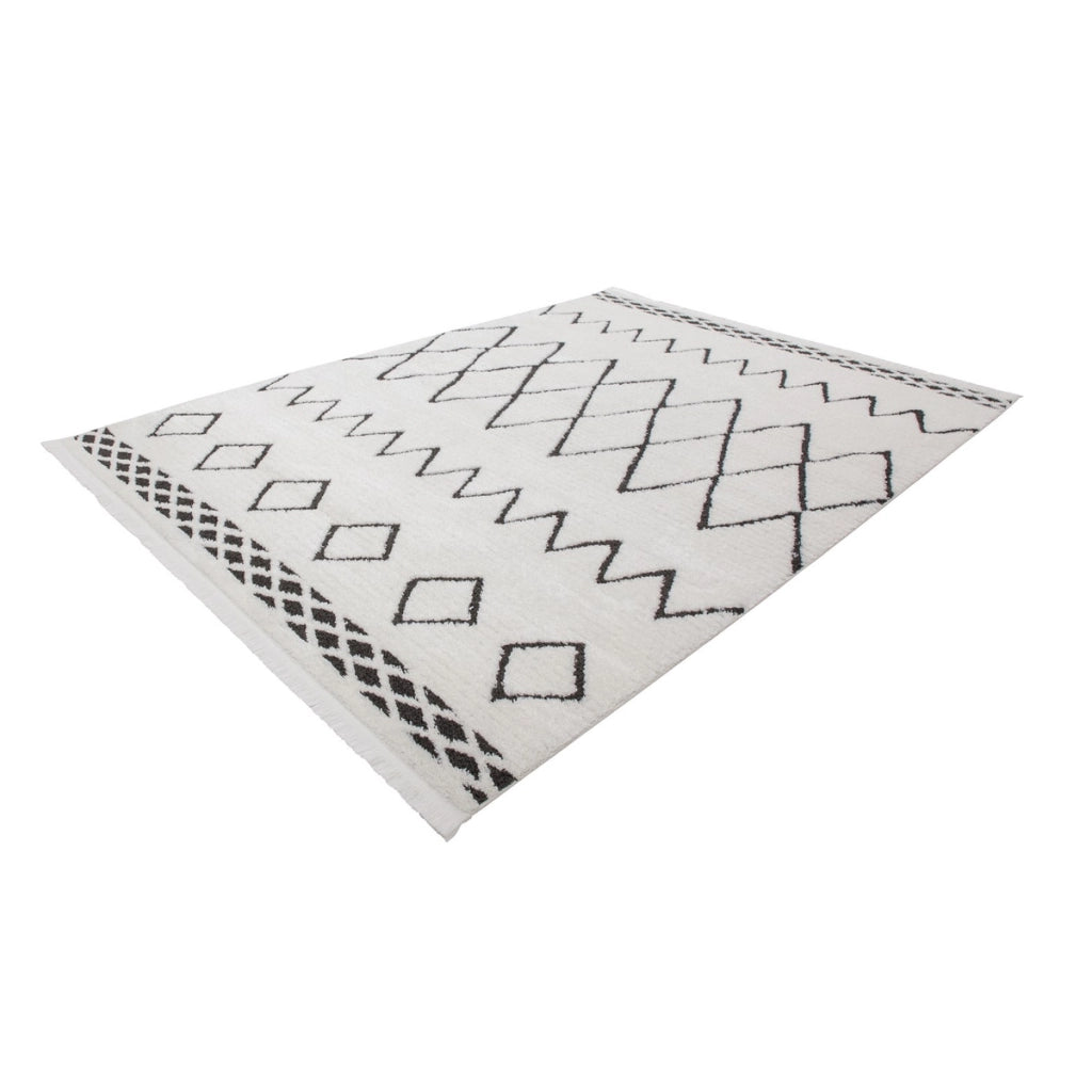 Tappeto Agadir 300 con motivi geometrici bianco e nero