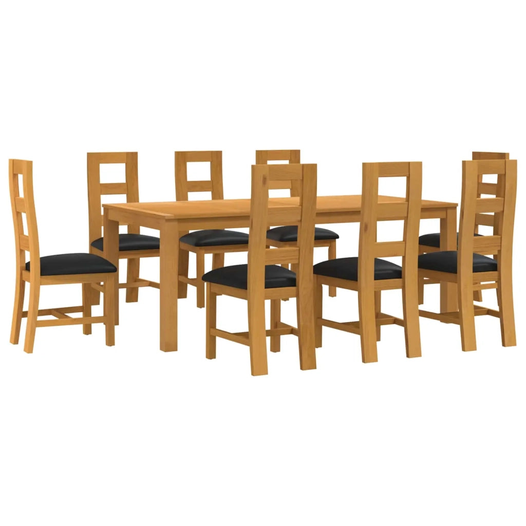 Set da pranzo 9 pz Nero Legno di Quercia Massello 3430415