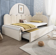 Letto estraibile 90x200 cm con letto inferiore 90x190 cm; velluto beige