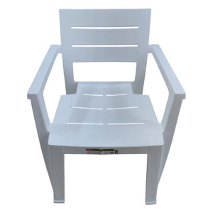 POLTRONA IN RESINA DA ESTERNO CON BRACCIOLI BIANCO EFFETTO LEGNO