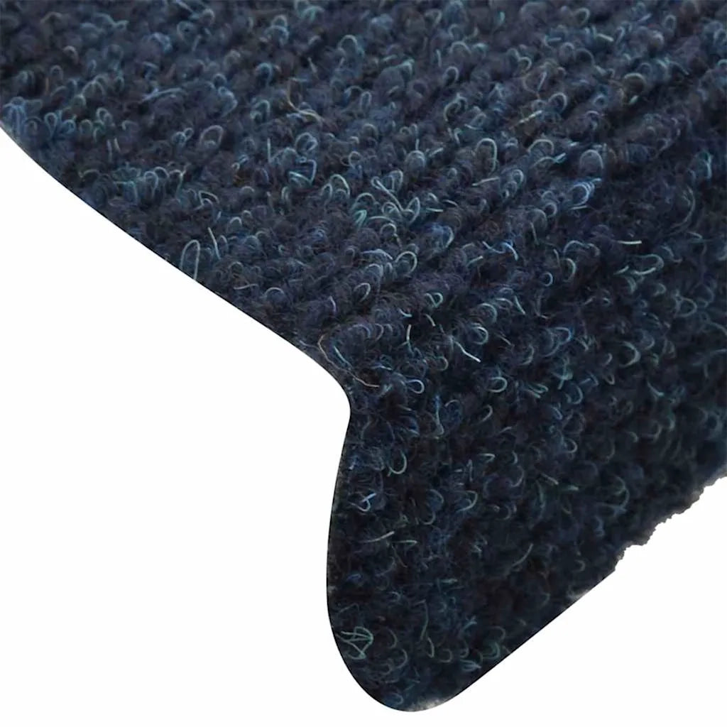 vidaXL Tappetini per scale autoadesivi 30 pz 65x21x4 cm blu navy semicircolari grandi