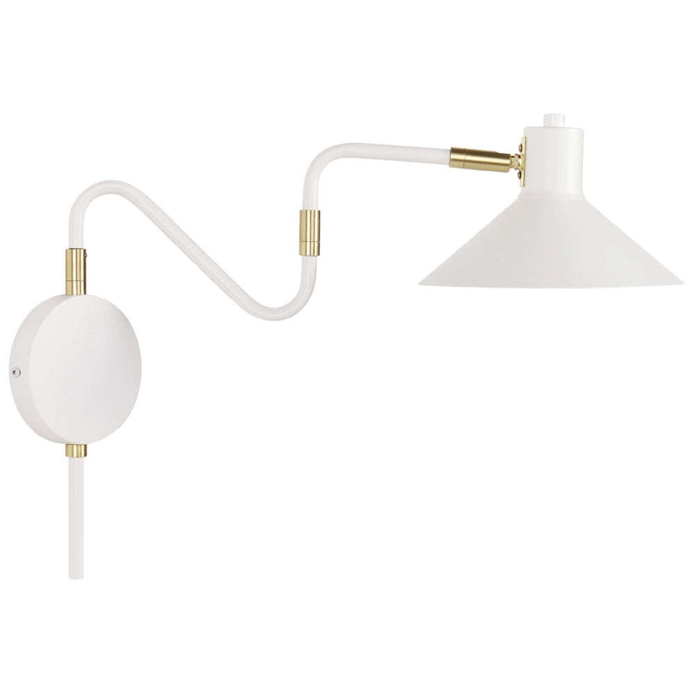 Lampada da parete con paralume in metallo bianco regolabile a braccio lungo camera da letto soggiorno