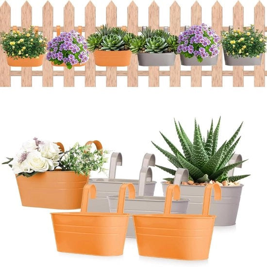 Pannelli per piante 6 pezzi metallo con ganci - Vaso per piante vasiera per giardino balcone terrazzo - Decorazione per la casa