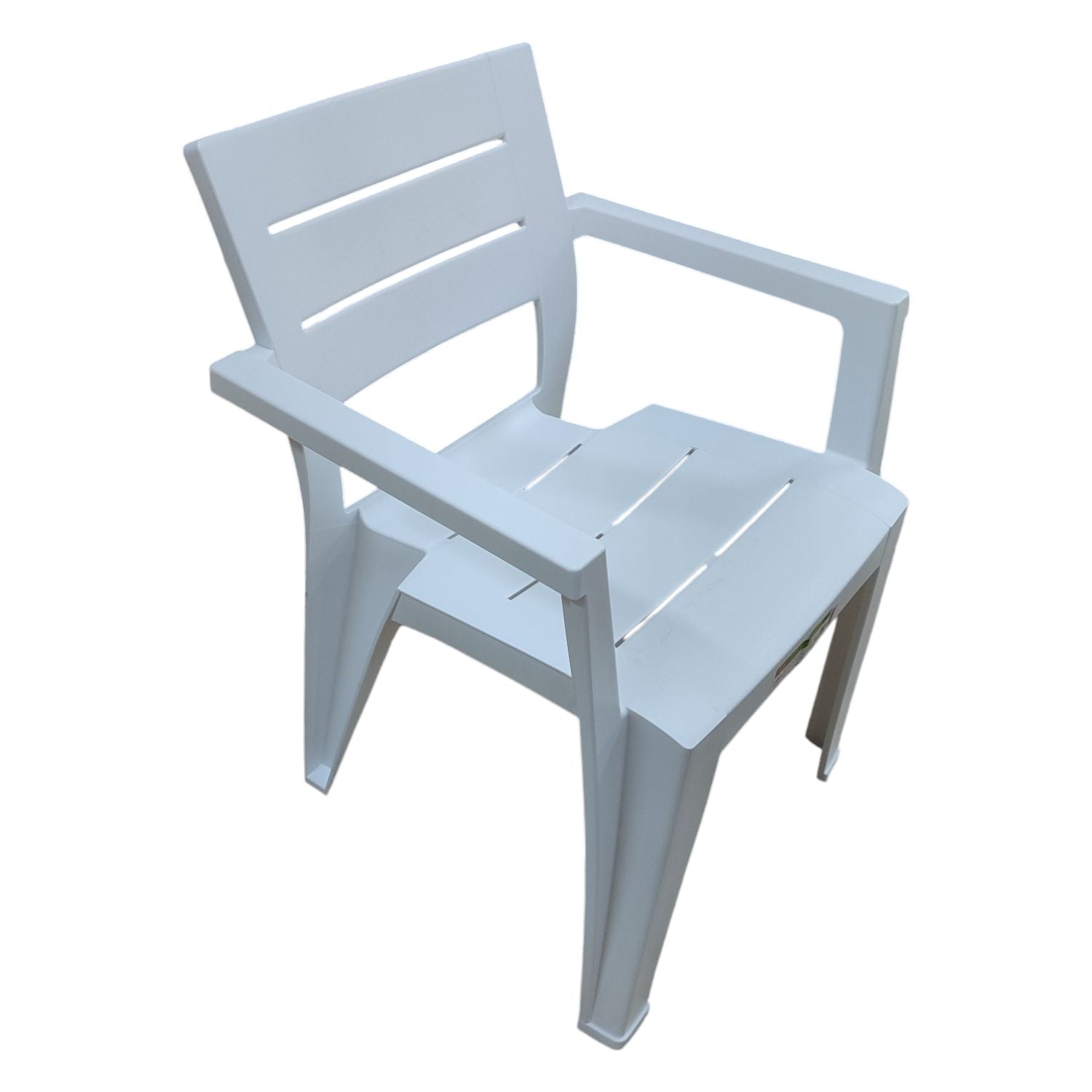 POLTRONA IN RESINA DA ESTERNO CON BRACCIOLI BIANCO EFFETTO LEGNO