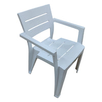 POLTRONA IN RESINA DA ESTERNO CON BRACCIOLI BIANCO EFFETTO LEGNO
