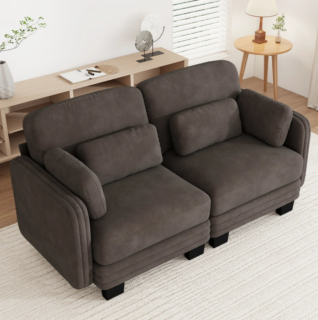 Divano modulare in chenille; 176x88x88 cm; marrone