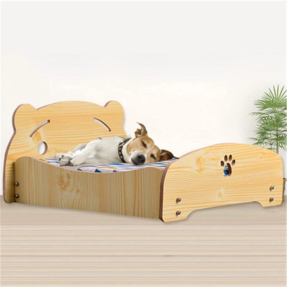 Trade Shop - Letto Cuscino Per Cani Gatti Animali Domestici Durevole In Legno 47 X 42 X 23cm -