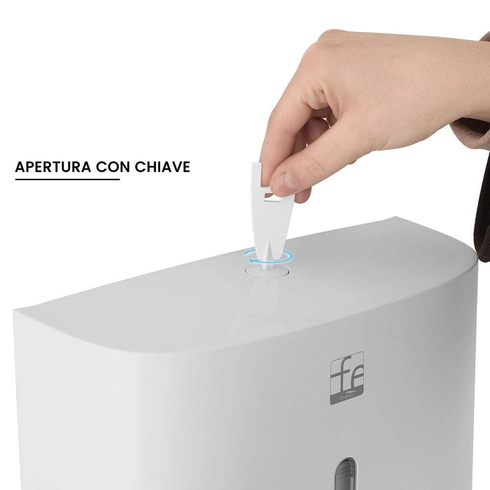 Distributore di salviette max 200 pz per carta piegata in ABS bianco