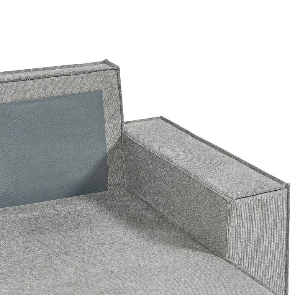 Divano letto angolare a sinistra Grigio Sinistro poliestere imbottito 3 posti a L con cuscini Funzione letto Stile moderno Soggiorno