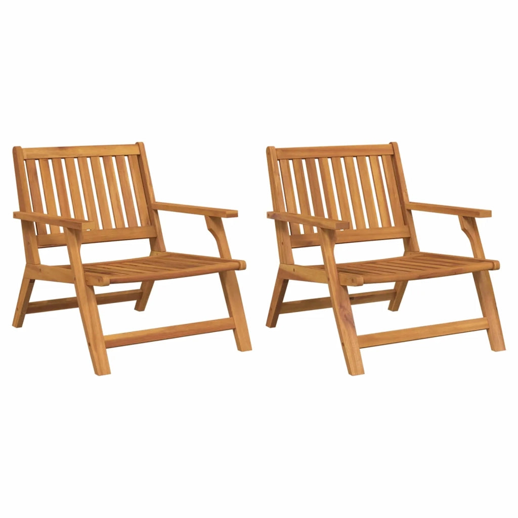 Panca Relax 2 pcs Marrone Legno di Acacia Massello 367826