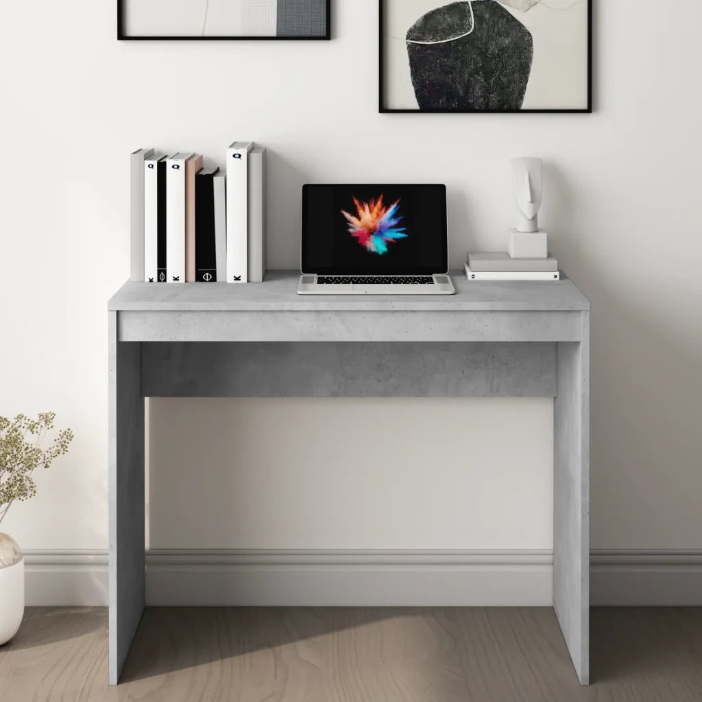 Scrivania-Scrivanie per ufficio e studio-Scrittoio Grigio Cemento 90x40x72 cm in Legno Multistrato