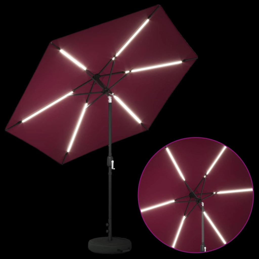 Ombrellone da giardino-Parasol da giardino con luci LED e base 270 x 270 cm Poliestere 923029
