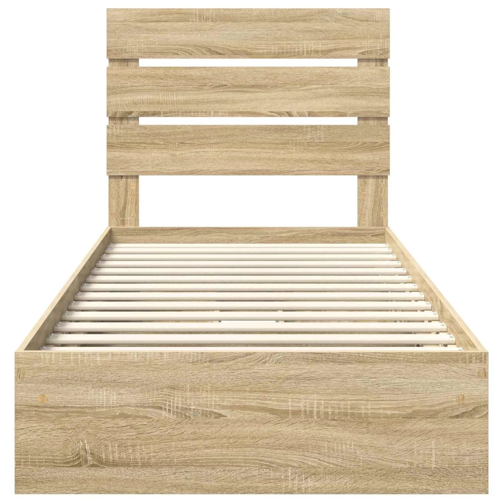 Letto con Contenitore con testiera Rovere Sonoma 100 x 200 cm