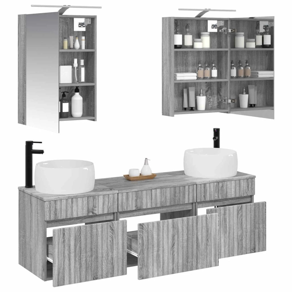 Set di Armadi da Bagno 5 pcs Sonoma grigio 50 x 14,5 x 70 cm 3406636