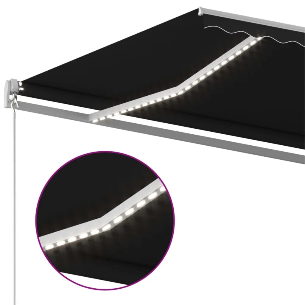 Tenda da Sole Retrattile Manuale con LED 500x350 cm Antracite 3069024