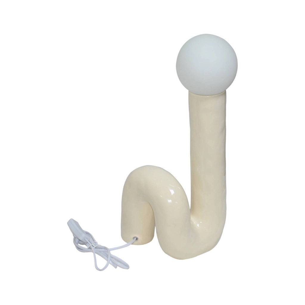 Lampada da tavolo in design organico ceramica smaltata,  45cm, crema